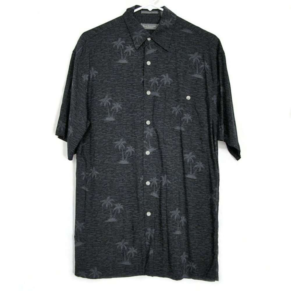 Van Heusen Men's Hawaiian Casual Shirt Black / Gray